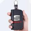 wszp1 Car Key Bag Carbon Fiber Key Holder Keyring Wallet Zipper For Seat Leon Ibiza Alhambra Exeo Altea Arona Mii IBL Car Accessories