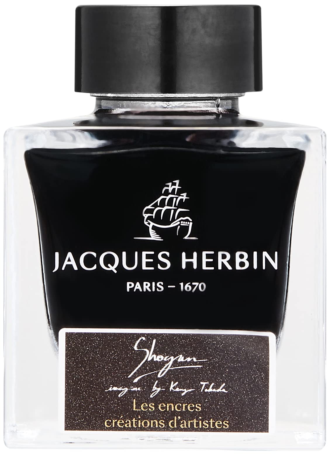 

Jacques Herbin Artist Creation Shogun Ink for Fountain Pens and Dip Black with Gold and Red 50ml Pens, Particles, (hbj13209)