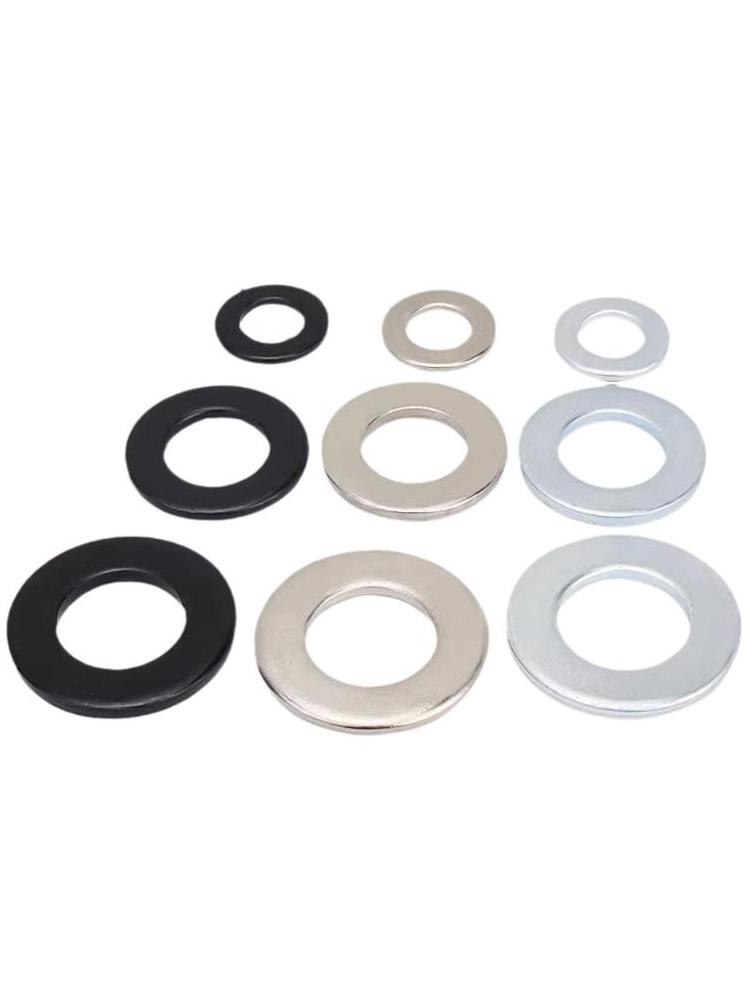 8.8 High-Strength Blackened Metal Flat Washer Spacer, Galvanized and Thickened, Sizes: M3-M12.
