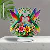 Hummingbird & Flowers Decor, , Home Tabletop Decorations, Nurseries, Home Desk Living Room Wooden Decoration, Restaurant Shop Decor