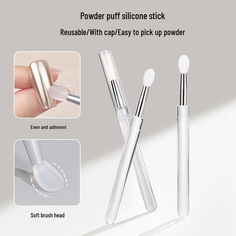 Aurora Nail Art Silicone Magic Mirror Powder Applicator Stick with Lid