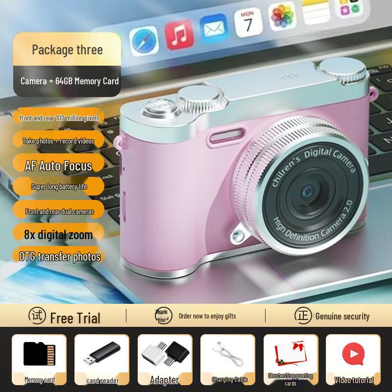 Zhao Lusi 9600W Pixel Dual Lens Cute Retro Digital Camera with Mobile Upload Capability for Students
