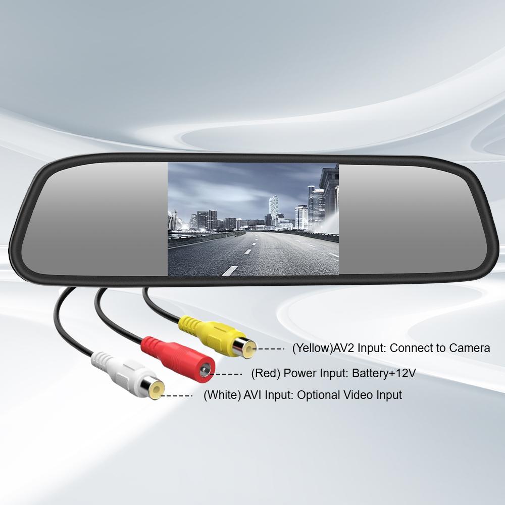 Universal Car Rearview Mirror Display HD Video Auto Parking Monitor TFT LCD Color Monitor 4.3 Inch Rearview