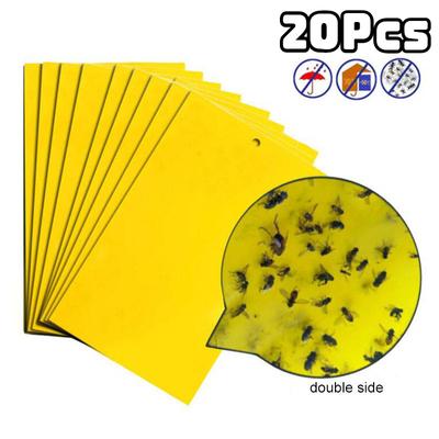 20 buc. Capcane puternice pentru muște, insecte, placă lipicioasă, cu două fețe, prinderea afide, insecte, control dăunător, autocolant cu adeziv