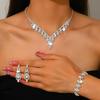 Luxury European Retro Crystal Zirconia Geometric Jewelry Set: Necklace, Earrings, Bracelet