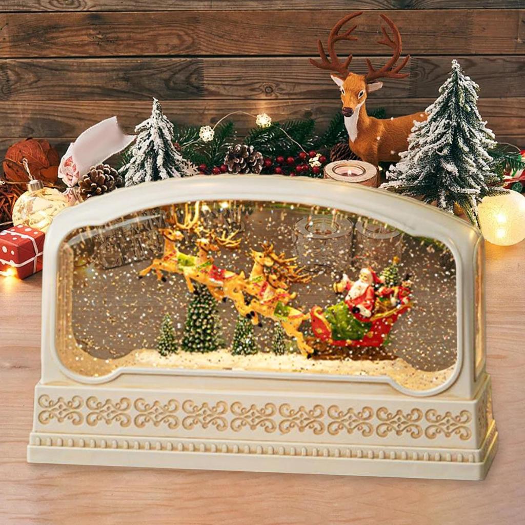 Lighted Christmas Snow Globe Tabletop Ornament Music Box Decorative Xmas Decor