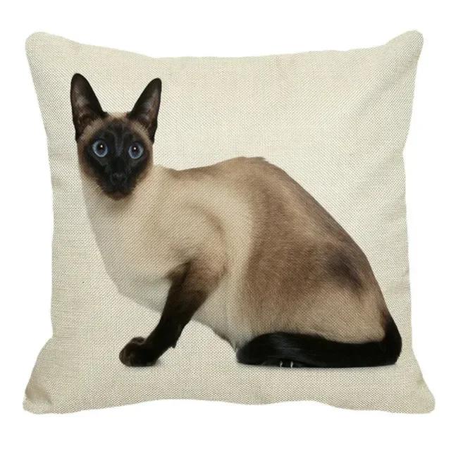 

Siamese Cat Pattern Decorative Pillow Case Sofa Square Linen Pillow Cover Animal Pet Chair Car Cushion Cover 45X45cm 16x16Inch