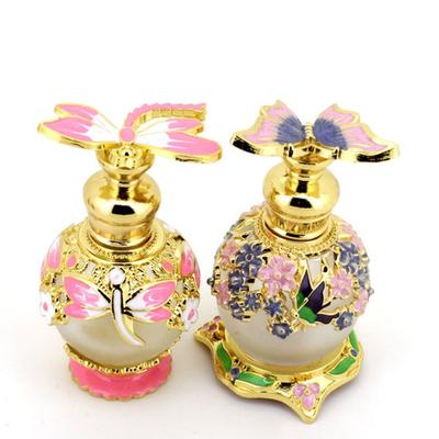 15ml lahvička na parfémy, plnitelná láhev se vzorem motýla/vážky, kapalná, světlá, luxusní arabský styl Dubai