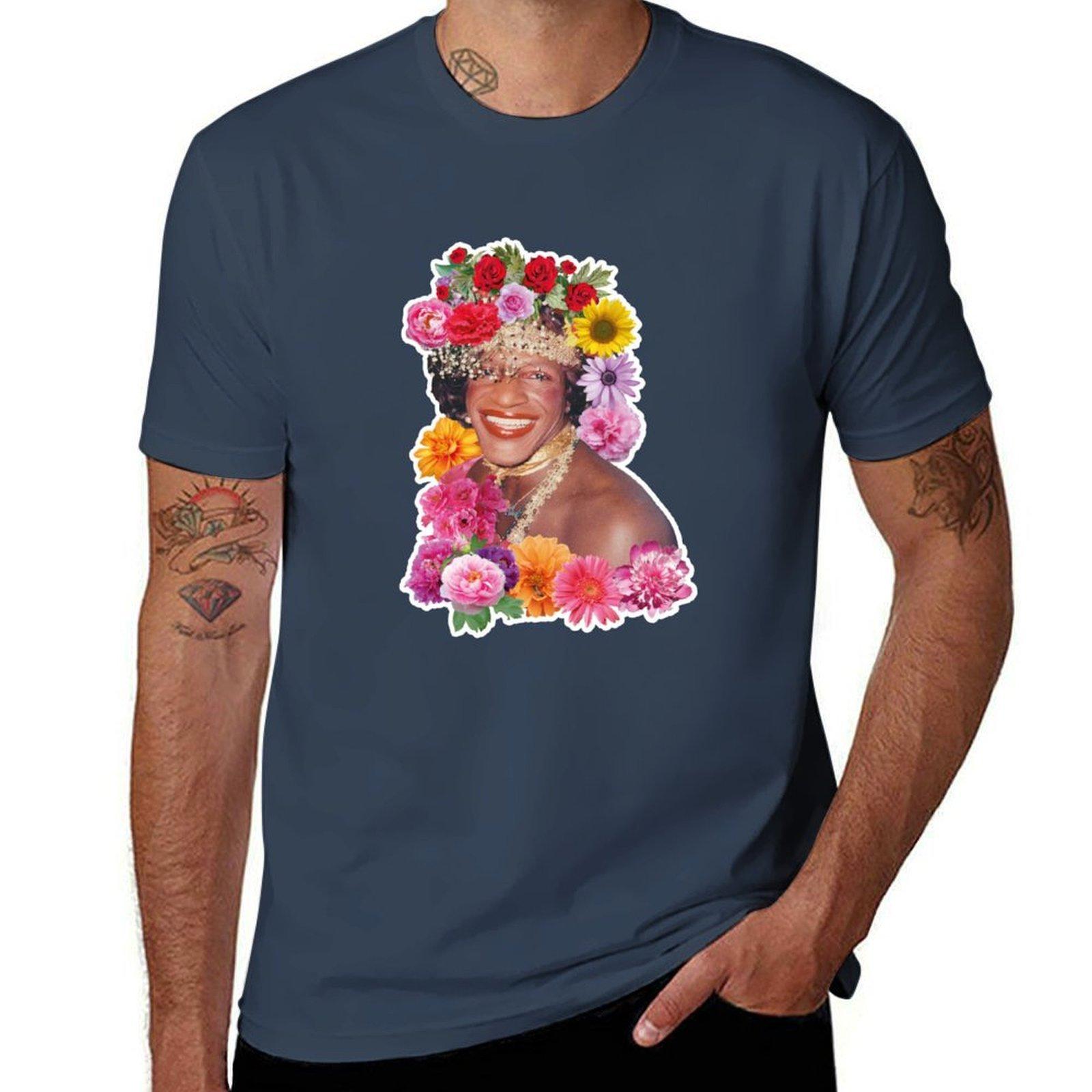 Flowerful Marsha P Johnson Tshirt Holiday Party Tee Shirt S