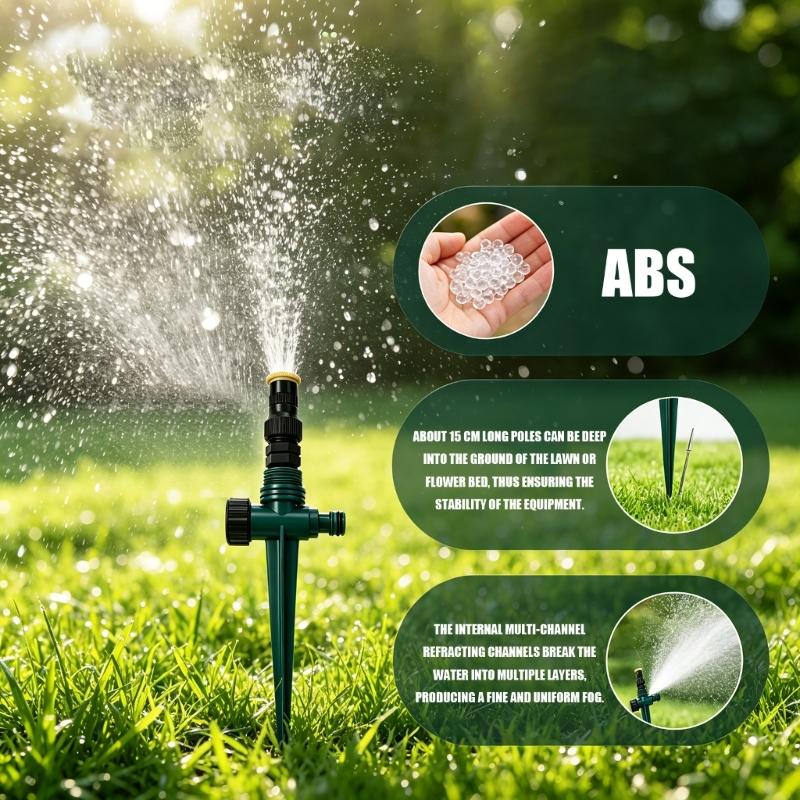 Garden Irrigation Sprinkler Set 21Piece Ground Stake Watering Kit with 360°Adjustable Sprayer Heads and Connectors