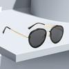 Vintage Sunglasses For Women Fashionable Modern Wavy Frame Semi Transparent Gradient Lens Golden Decorative Glasses Women