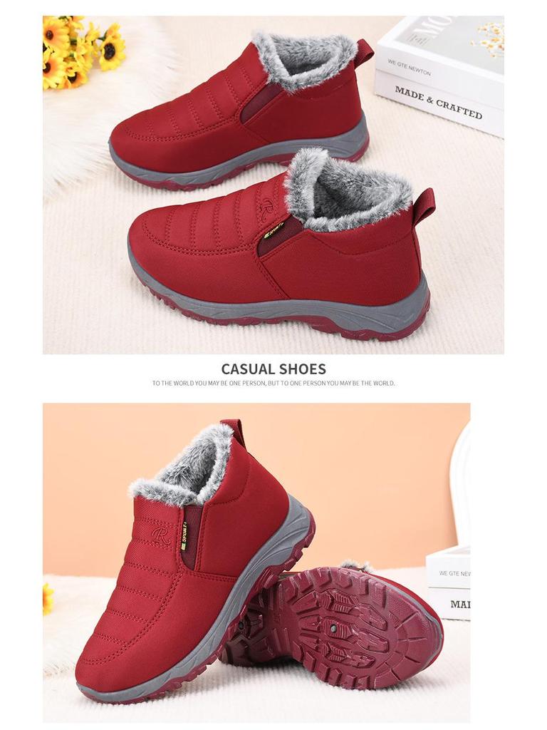 Winter Plush Non-Slip Waterproof Grandma Shoes - Warm, Comfortable Soft Sole for Middle-Aged & Elderly