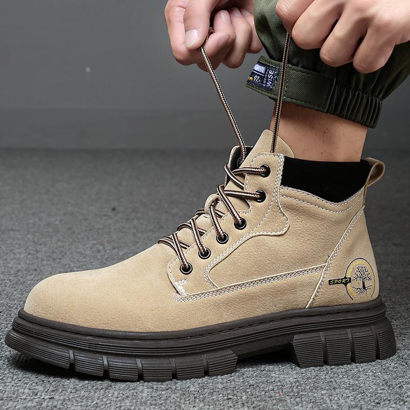 

Осень и зима новая большая размерная швейная линия резиновая подошва мужские высокие рабочие ботинки Мартин уличная повседневная мужская обувь 48 хаки