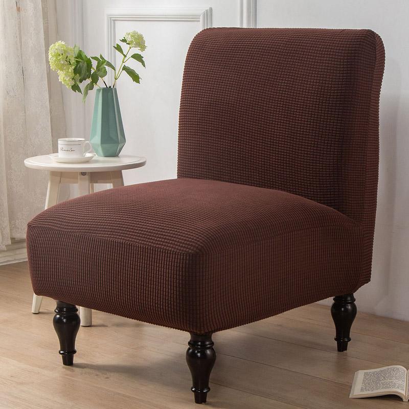 1Pcsastic Armless Chair Cover Solid Color Stretch Chair Slipcover Removable Single Sofa Covers For Bar Living Room
