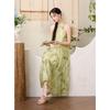 Sancai New Chinese Style Halter Neck Floral Maxi Dress