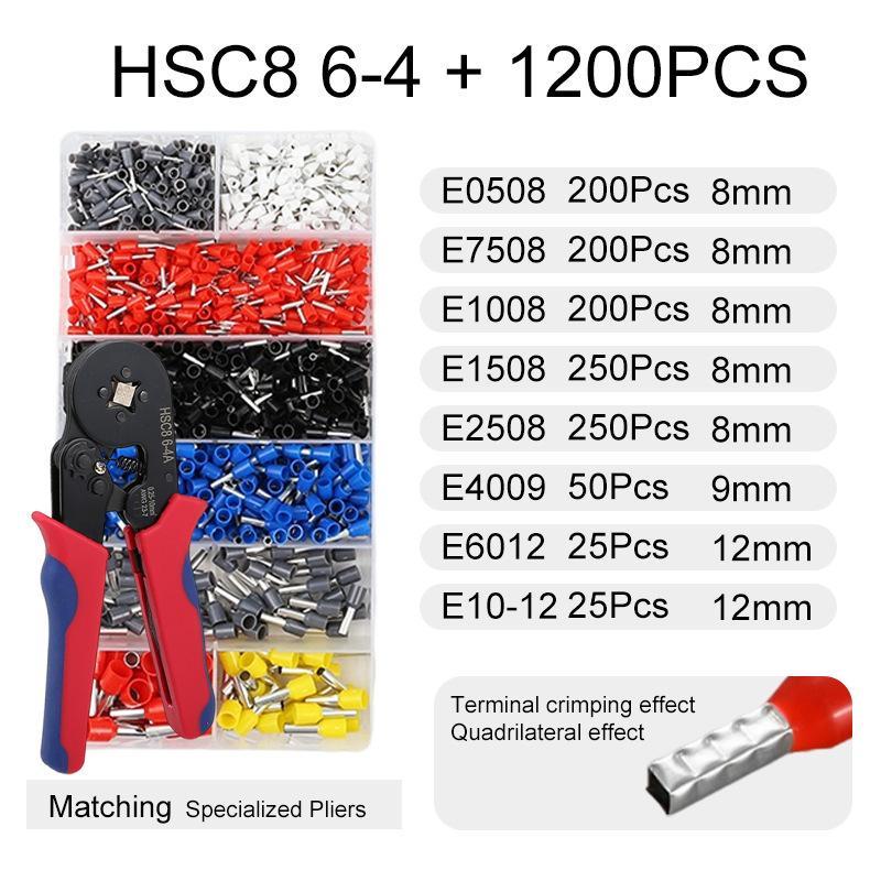 Krympeværktøj Hsc8 6-4A Afisoleringstang Krympestik 0,25-10Mm Klemmehåndtag 1200Stk Terminaler Afisoleringstang Professionel