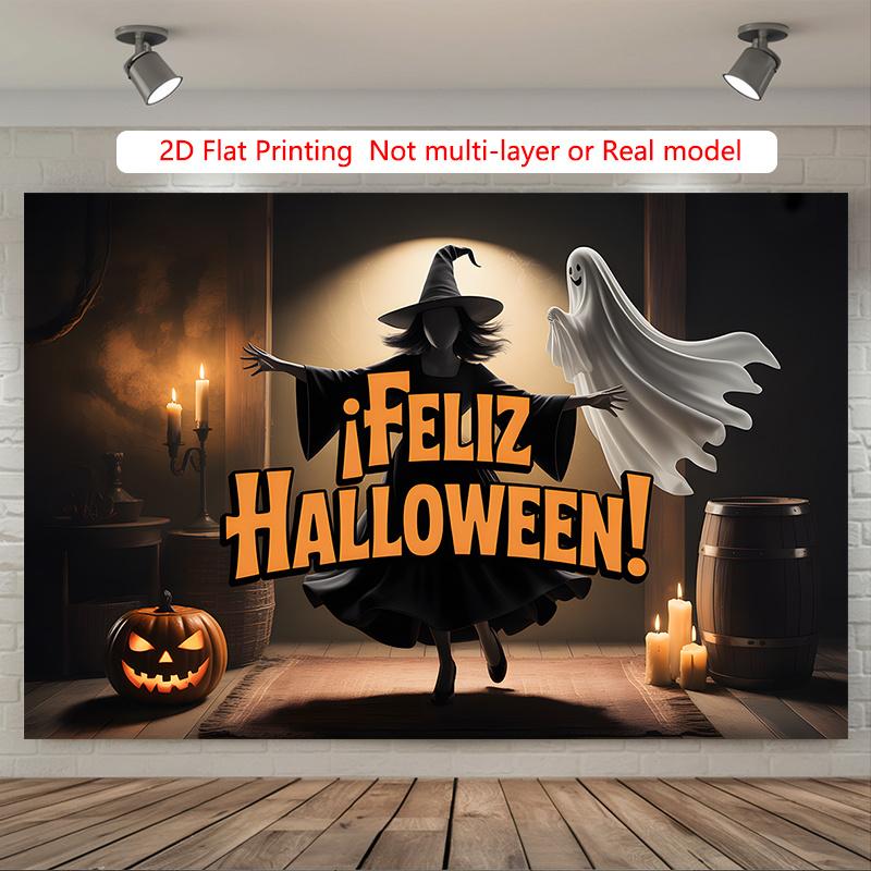 Party Backdrop Halloween Flat Spooky Witch Pumpkin Event Backdrop Decoration Party Decor