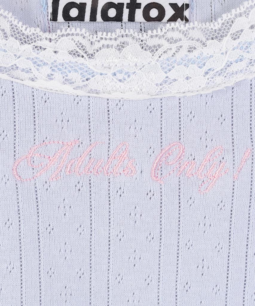 LALAFOX Lace Trim Eyelet Slim T-Shirt Sky Blue Bs2Ch018