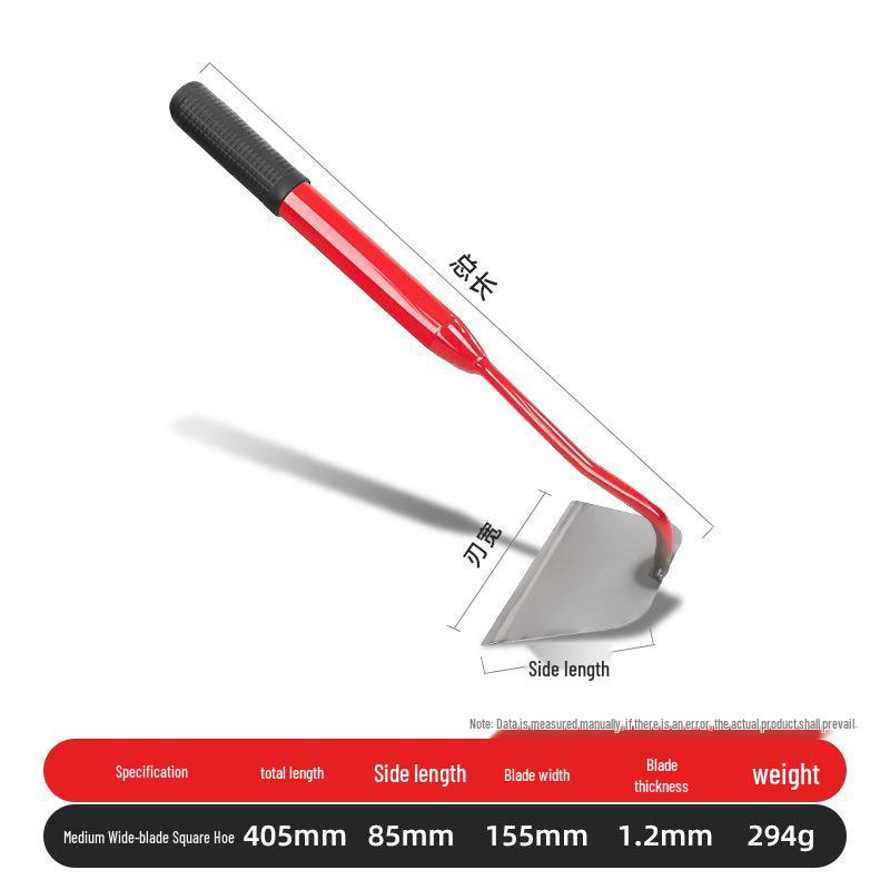 Mångsidig trädgårdshacka för jordbearbetning, rotrensning, ogräsbekämpning och hushållsgrönsaksodling.