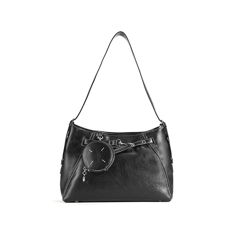 

Женская ретро универсальная сумка-тоут - Большая вместимость, на одно плечо и через плечо, простой дизайн высокого класса 19x12x9 cm чёрный