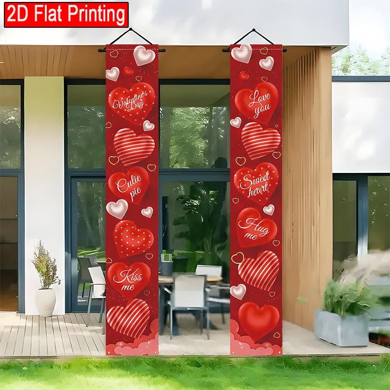 Valentine's Day Couplet Banner Love Heart Floral 1 Pair Indoor Outdoor Decor