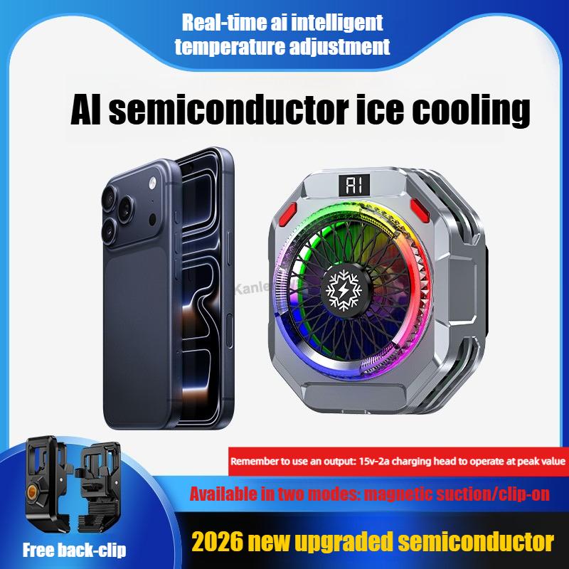 TH28 Semiconductor Phone Cooler 15V/2A High Powerful Cooling Radiator Multi Gears Adjustable Temperature Control with RGB Lights 6