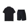 Li Ning College Style Comfortable Fashion Solid Color Short Sleeve Elastic Five Point Pants Casual Sports Suit Unisex suit Black YPLV049-2+YKST119-1