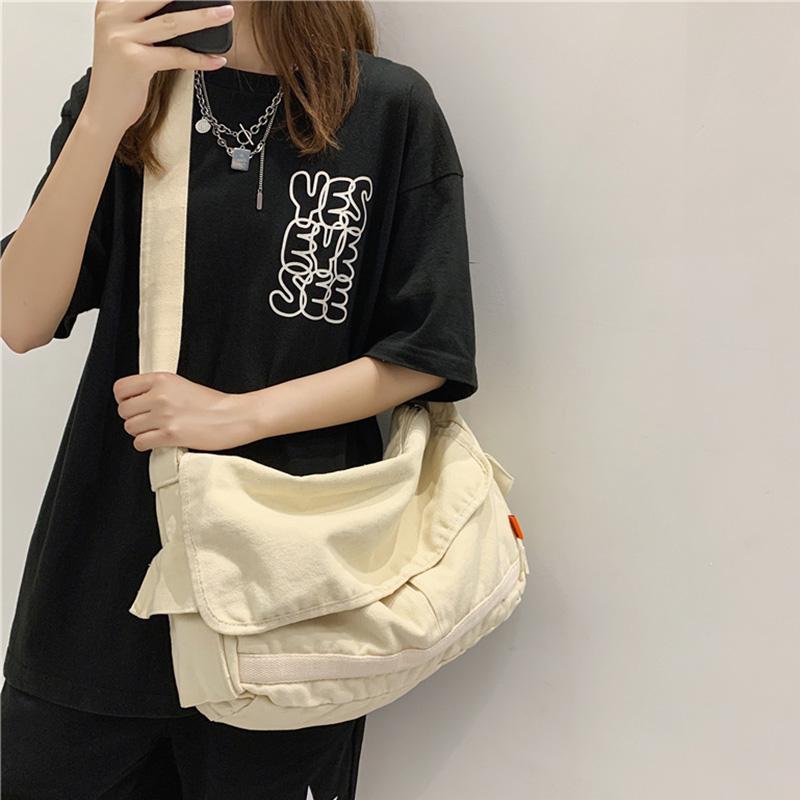 HOCODO Borsa a Tracolla Multi Tasche Grande Capacità Borsa a Spalla da Ragazza Colore Solido Borsa da Donna Moda Tela Borsa a Tracolla Scolastica