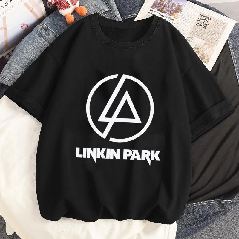 Camiseta con Estampado Gráfico de la Banda de Rock Linkin-Park Verano Mujer Casual Manga Corta Streetwear Camisetas Tops Harajuku Cuello Redondo Ropa