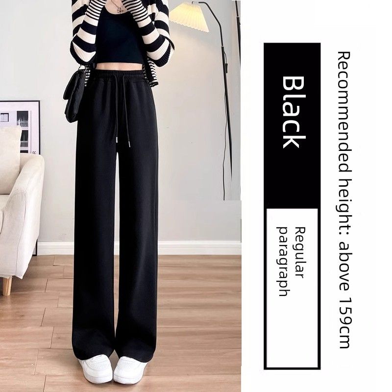 

Narrow Spring and Autumn High Waist Pure Cotton Casual Loose Pants Black [not Fleece-lined] Regular 2XL