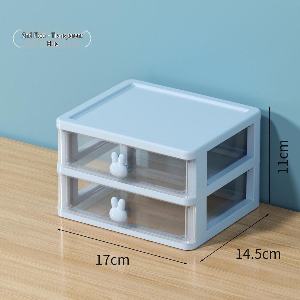 Cartoon Rabbit Transparent Mini Desk Storage Box with Drawers
