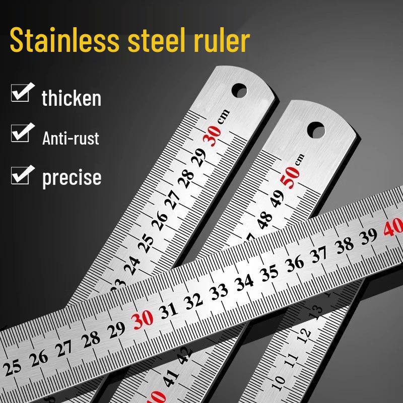 Premium Stainless Steel Double-Sided Ruler for Drafting and Measuring