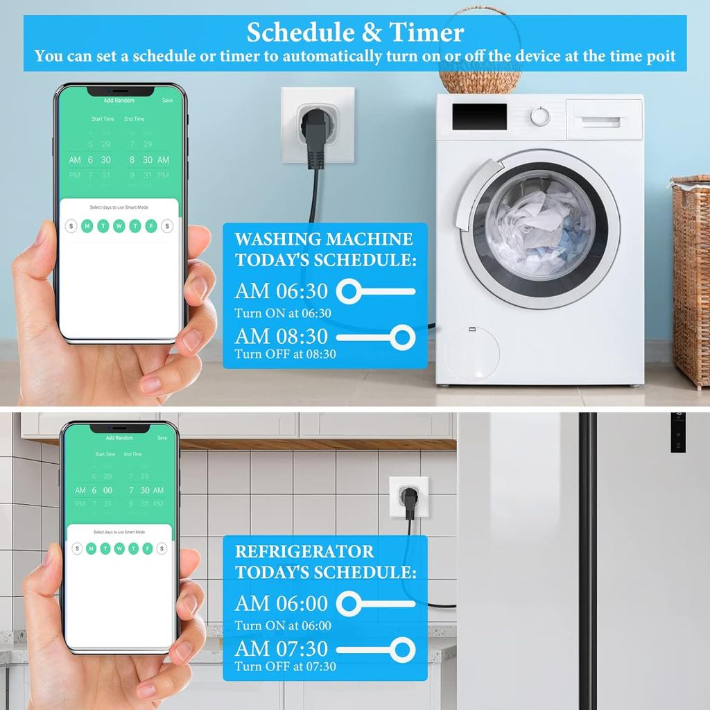 16A/20A Matter Wtyczka Smart WiFi Gniazdo Smart Tuya Gniazdko Zasilające Urządzenia Domowe dla HomeKit SmartThings Współpracuje z Siri Alexa Google