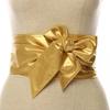 Solid Color Leather Cummerbunds for Women Wide Waist Belt Bow Self Tie Wrap Brand Ladies Fashion Strap Wide Waist Belts Gifts