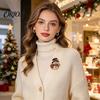 Clothing Embellishment Brooch 6Pcs/Set DIY Christmas Rhinestone Painting Kit, Santa Snowman Reindeer Tree Candy Cane Badge Bell Pin, Holiday