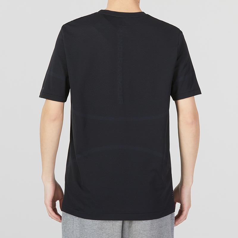 Under Armour Rush Training Sports Fitness Running Quick-Dry Crew Neck Pullover Short Sleeve T-Shirt Men Tops Black 1376781-001