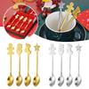 4pcs Xmas Cutlery Dessert Spoon Set Festival Fun Reunion Family Decoration Food Grade Elegant Rustproof Christmas Cutlery
