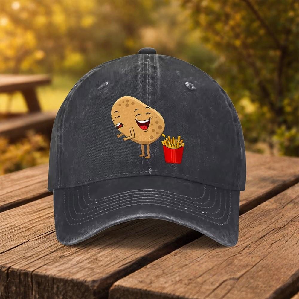 Funny Potato Farting French Fries Baseball Cap Washed Cotton Adjustable Outdoor Sports Hat