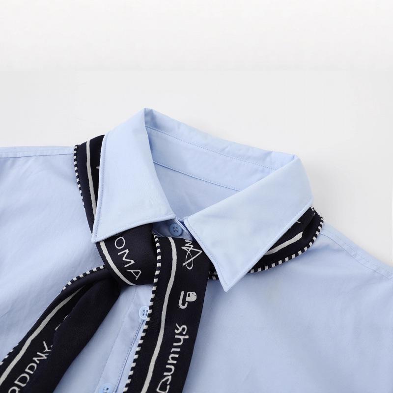 In Stock Spring 2026 Women's Versatile Silk Scarf Long Sleeve Shirt, Casual Fashion Style (3K1CB07)