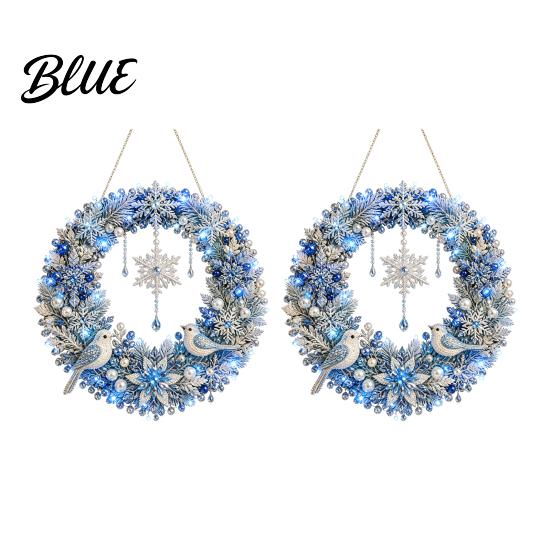 Christmas Tree Hanging Decor 2Pcs Pearl Diamond Ornament Set 2D Acrylic Glitter Charms with Ribbon Festive Pendant for Holiday Party Indoor