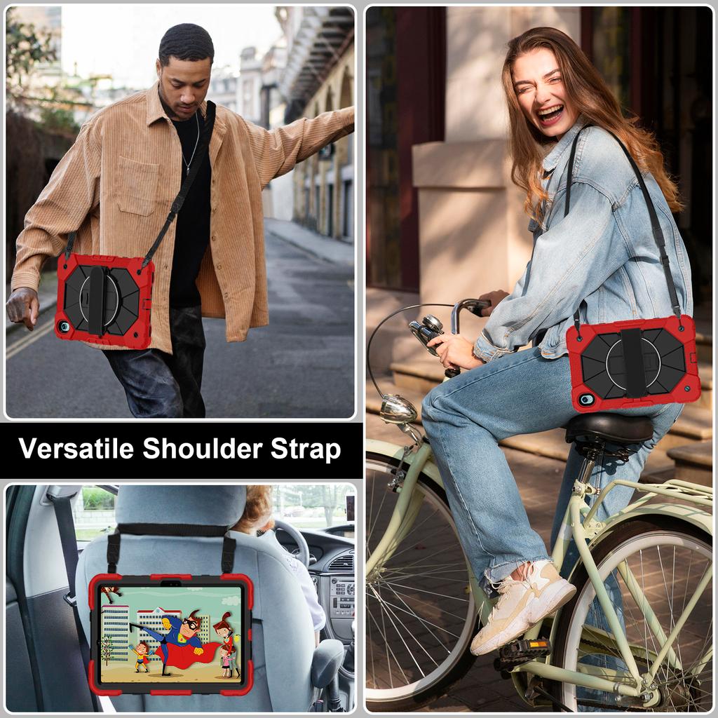 Hybrid Case for Samsung Galaxy Tab S11 2025 11.0 Inch SM-X730 SM-X736B 360 Rotating Stand Heavy Duty Cover with Shoulder Strap