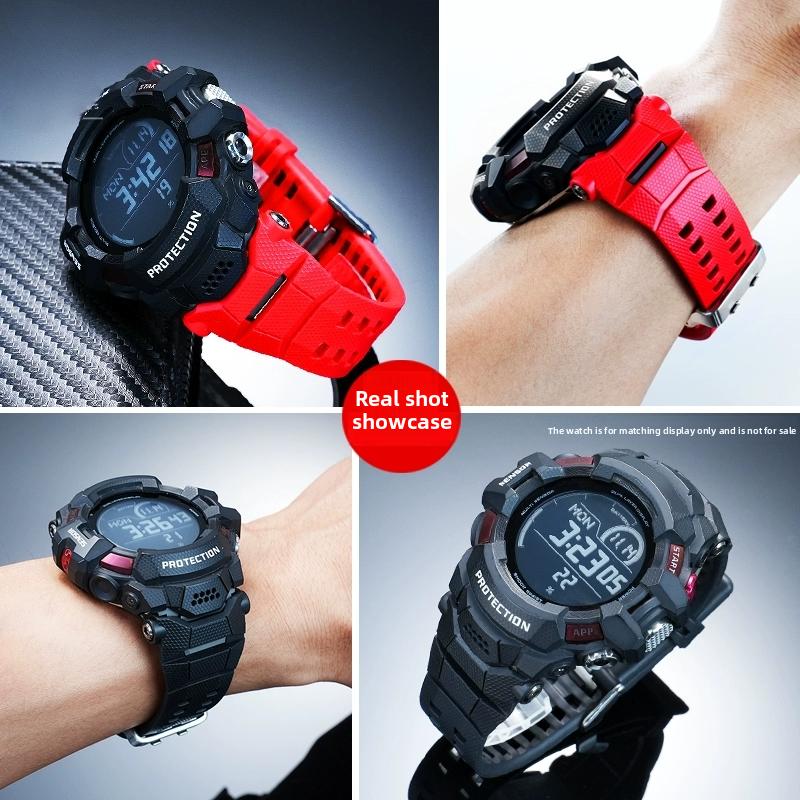 Dla Casio G-shock GSW-H1000 Gumowy Pasek do Zegarka Męski Wodoodporny Sportowy Pasek do Zegarka GSW-H1000-1A Czarny Czerwony Silikonowa Bransoletka