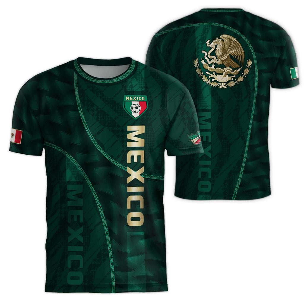 Men's Casual Short Sleeve T-Shirt with Lettering Print Mexico National Emblem Graphic Lightweight Breathable Fabric