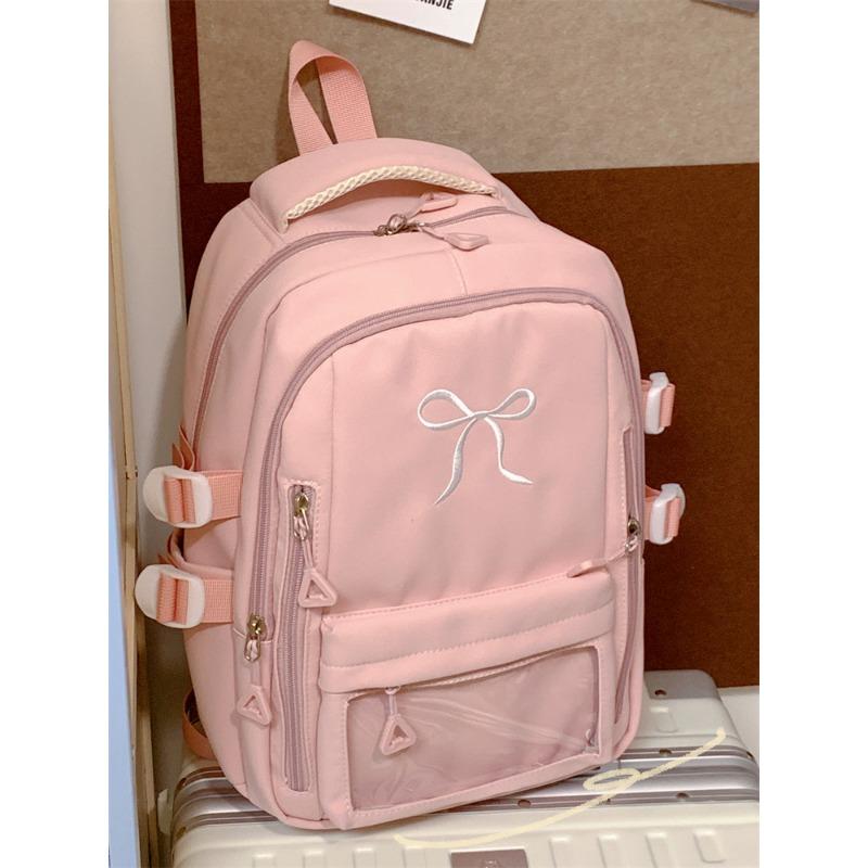 Wind High Value Versatile Girl Small Schoolbag Large Capacity Small Junior High School Student Embroidered Bow Backpack