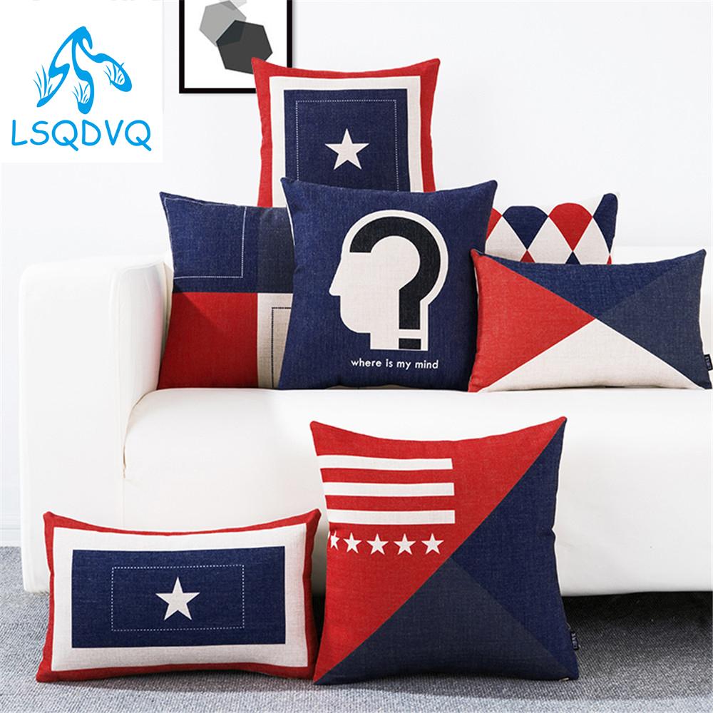 Monika Chen Unisex Decorative Throw Pillow Case Flag Pattern Lumbar Pillow Cushion Cover Case Decoration For Sofa Home Capa De Almofadas 45X45cm