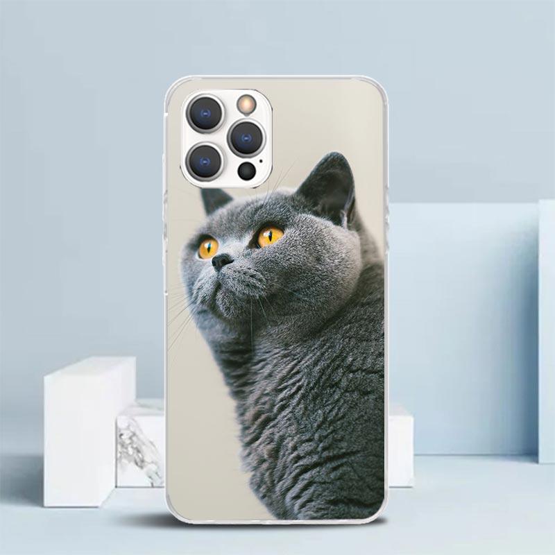 British Shorthair Cat Phone Case For IPhone 16 17 Air 16E 15 14 Plus 13 Mini 12 11 Pro Max 7 8 + SE 2020 Soft TPU Back Cover 16