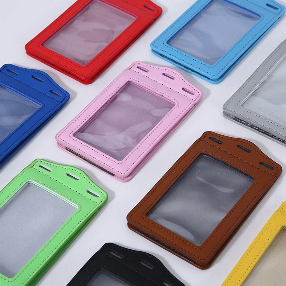 PU Leather Badge Holder Trifold Duty ID Card Holder for ID Name Card Business Name Tag Student ID Card