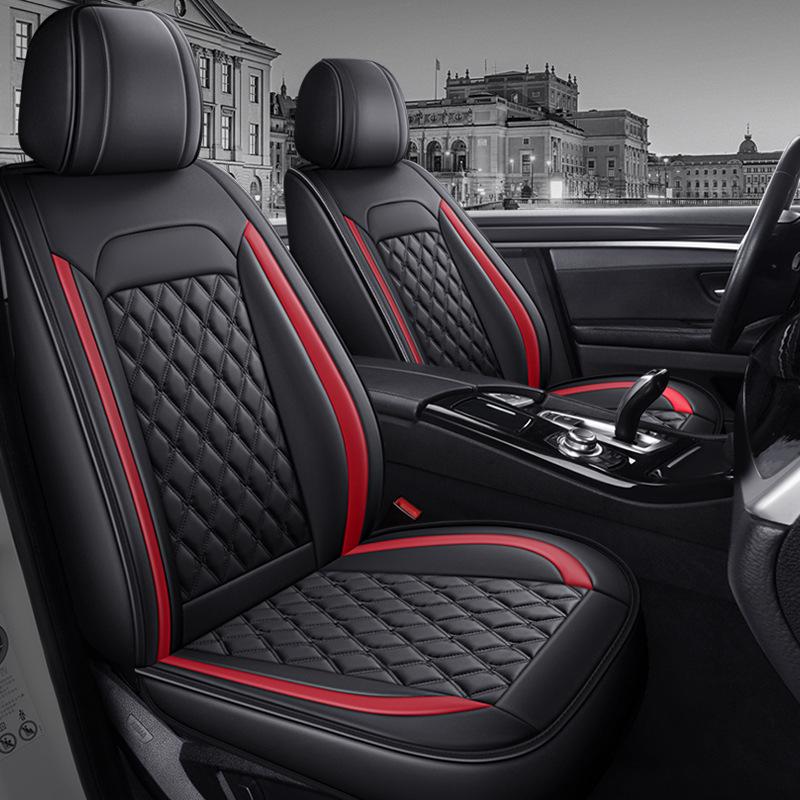 All-Season Universal Leather Car Seat Cover with Diamond Design - Breathable & Durable for Five Seats