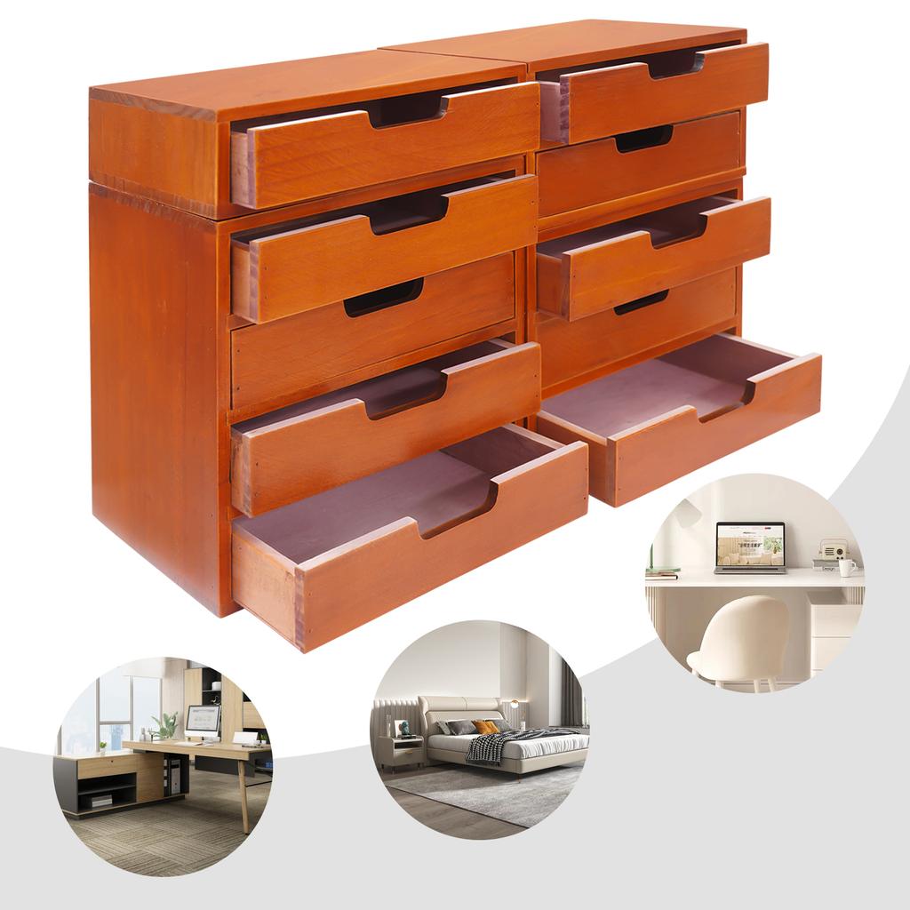 4 Items Wood Rectangular Drawer Cabinet,Pink/Brown/Blue/Black Desktop Storage Organizers for Living Rooms,Bedrooms