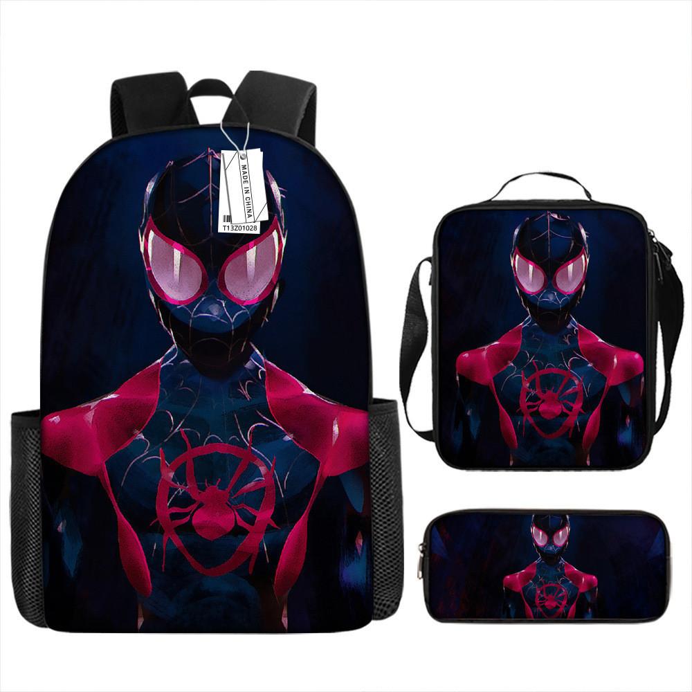 Spiderman School Backpack Set With Oxford Fabric Breathable Waterproof For Kids
